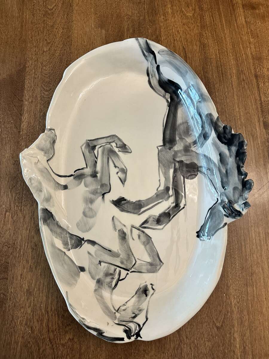 Three Greys Leaping Platter